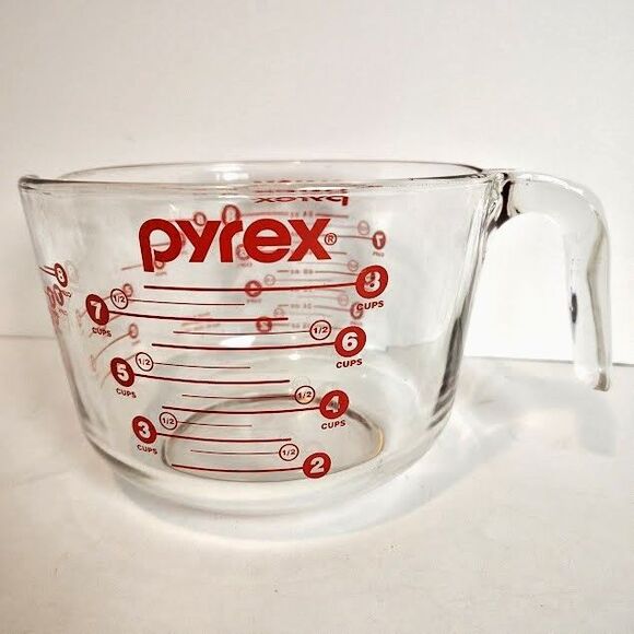 Pyrex Other - Vtg PYREX  8 Cup Glass Measuring Cup 64oz Red Lettering 2 Qt Batter Bowl